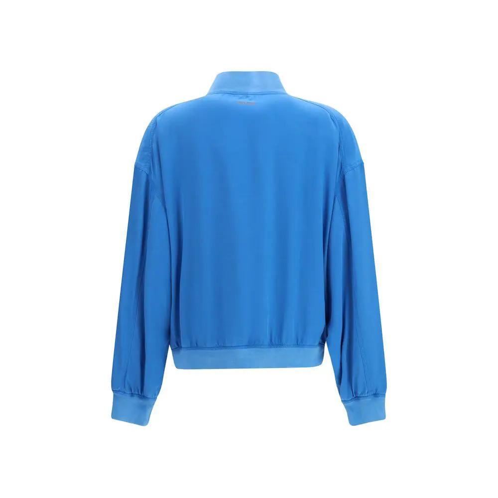 Blouson bomber en soie bleu femme – Versace zip SS26