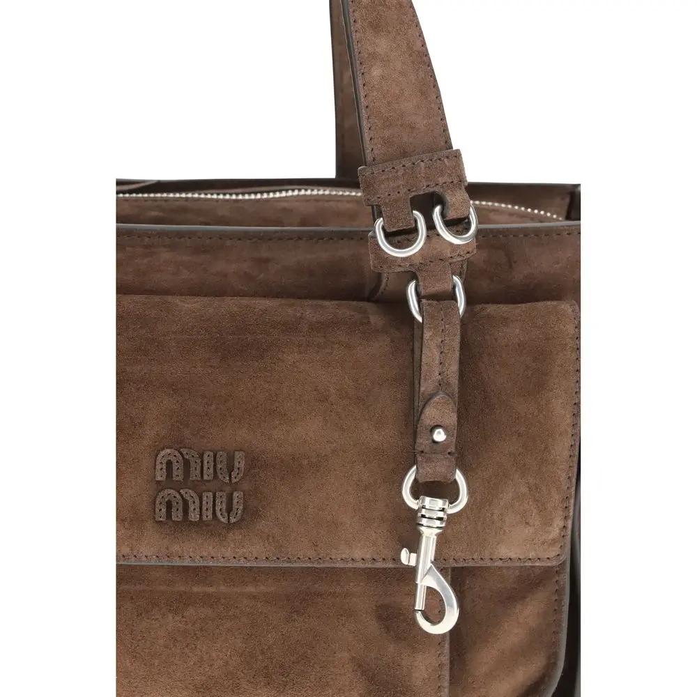 Sac bandoulière Miu Miu Bos Taurus en cuir de veau marron