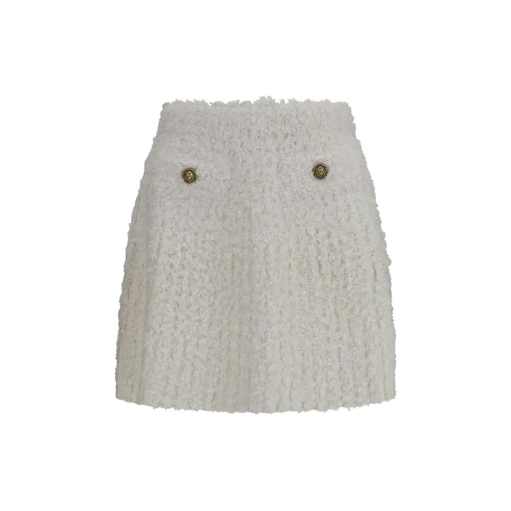 Mini-jupe blanche en viscose Balmain