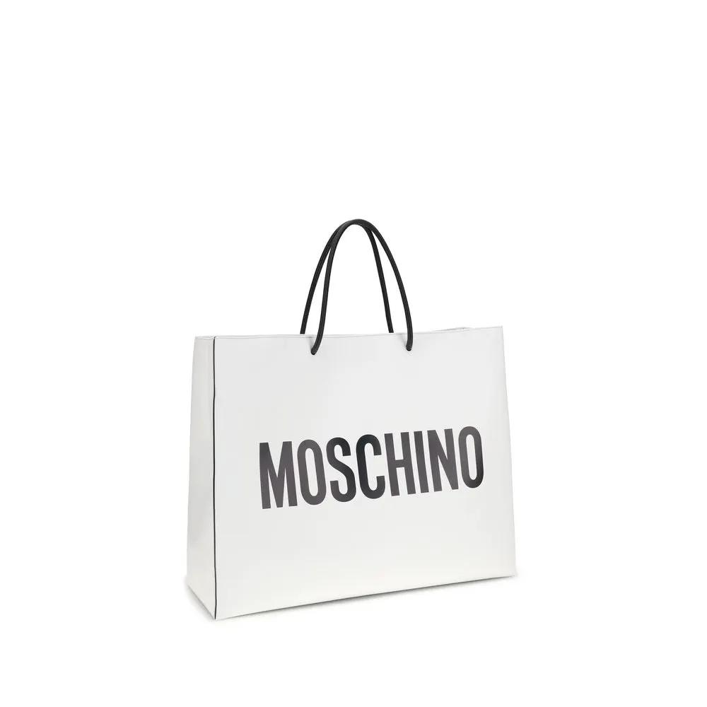 Moschino White Calf Leather Bos Taurus Shoulder Bag