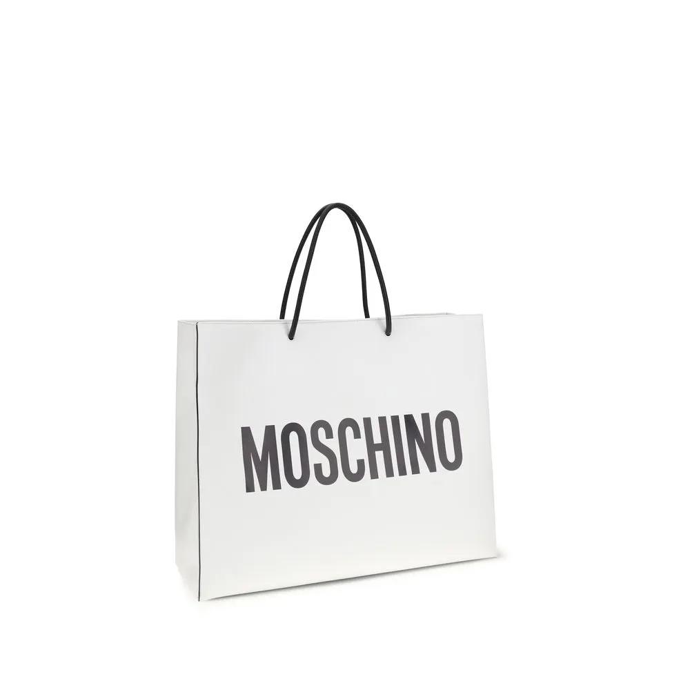 Moschino White Calf Leather Bos Taurus Shoulder Bag