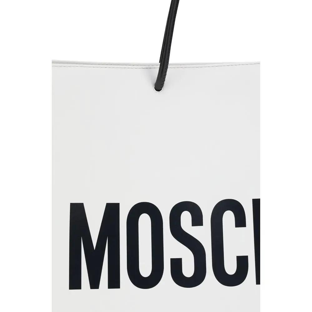 Moschino White Calf Leather Bos Taurus Shoulder Bag