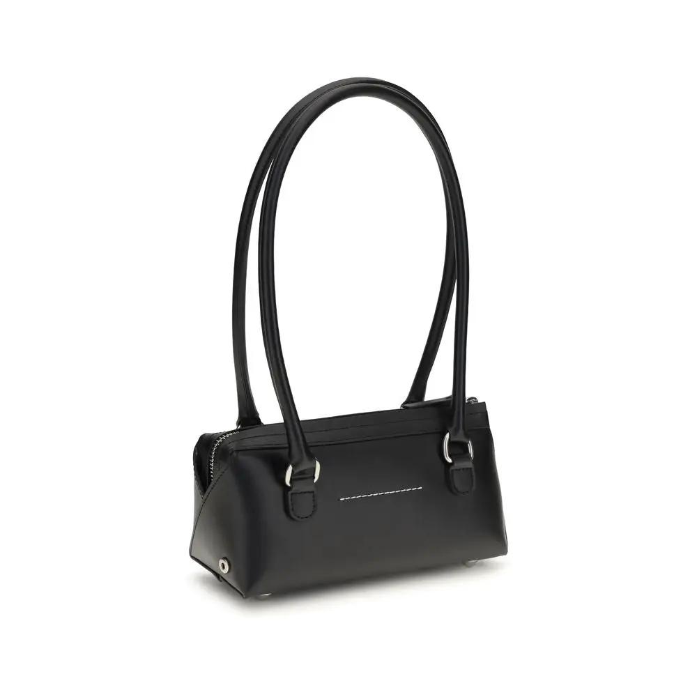 Sac bandoulière MM6 Bos Taurus en cuir de veau noir