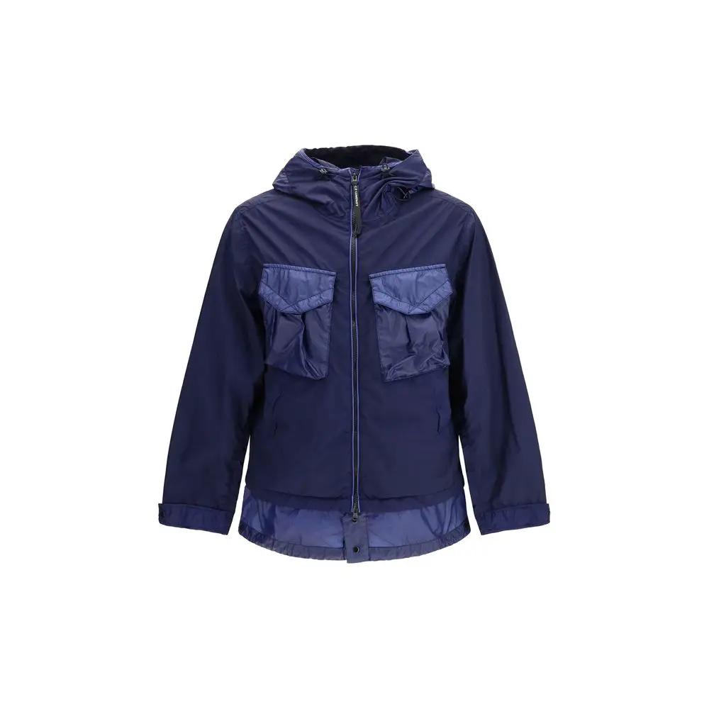 Veste Goggle homme bleue – C.P. Company Bi-TM Mixed Nylon Zip PE26