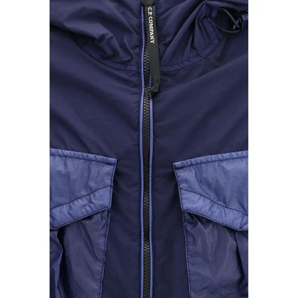 Veste Goggle homme bleue – C.P. Company Bi-TM Mixed Nylon Zip PE26