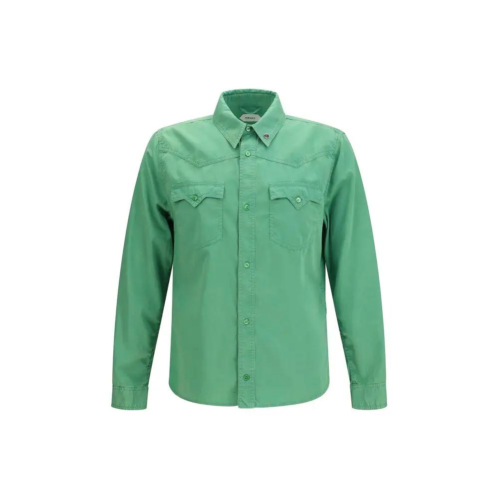 Versace Bicolor Cotton Shortsleeve Shirt