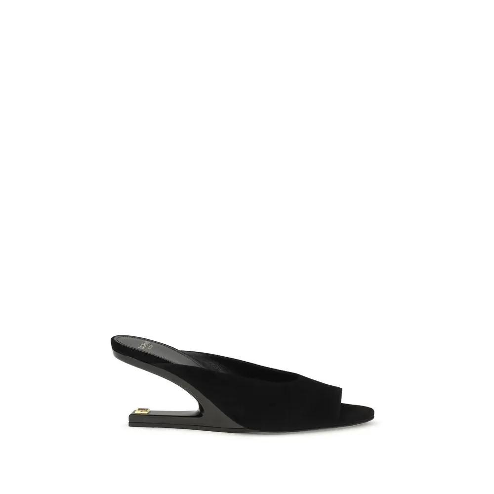 Balmain Black Calf Leather Bos Taurus Mules