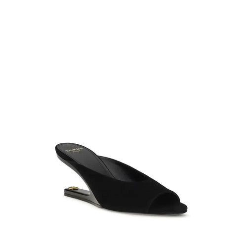 Mules Balmain en cuir de veau noir Bos Taurus