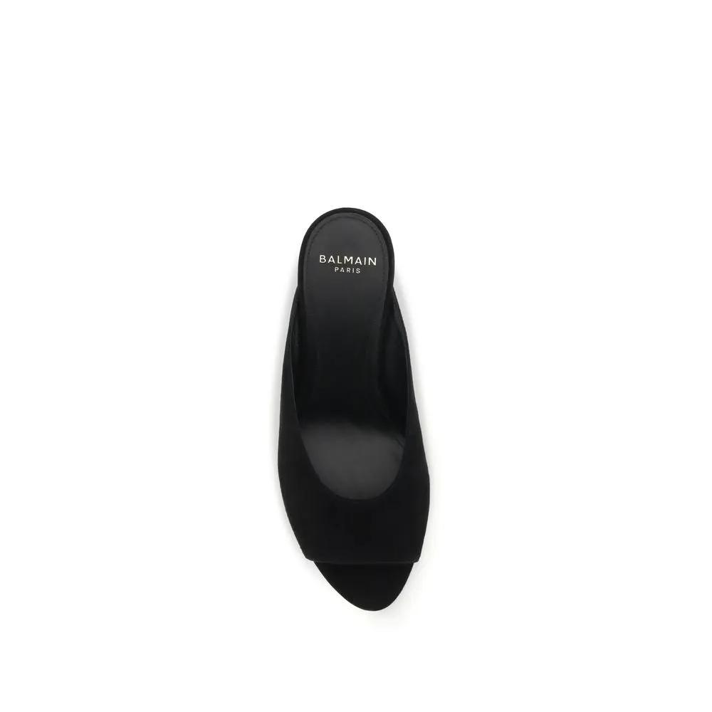 Balmain Black Calf Leather Bos Taurus Mules