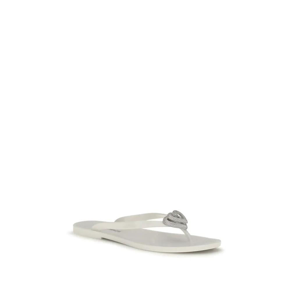 MACH & MACH White Rubber Flat Sandals