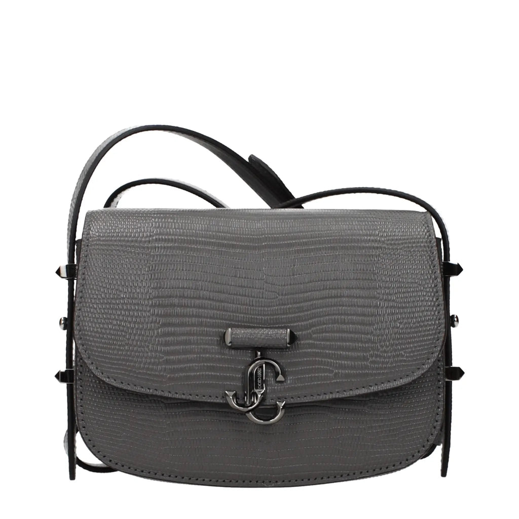 Sac bandoulière gris en cuir pour femme – Jimmy Choo Bandoulière réglable Logo