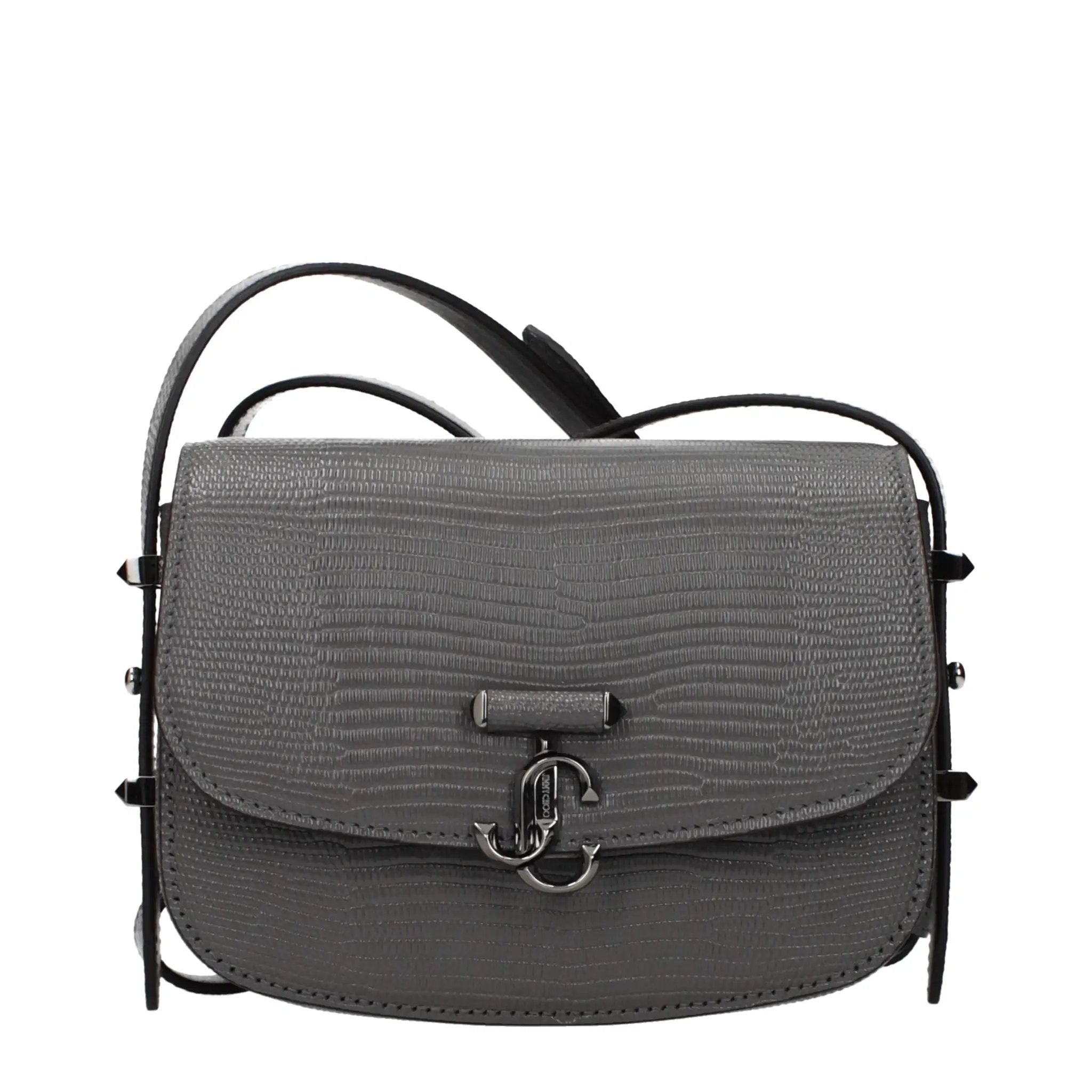 Sac bandoulière gris en cuir pour femme – Jimmy Choo Bandoulière réglable Logo