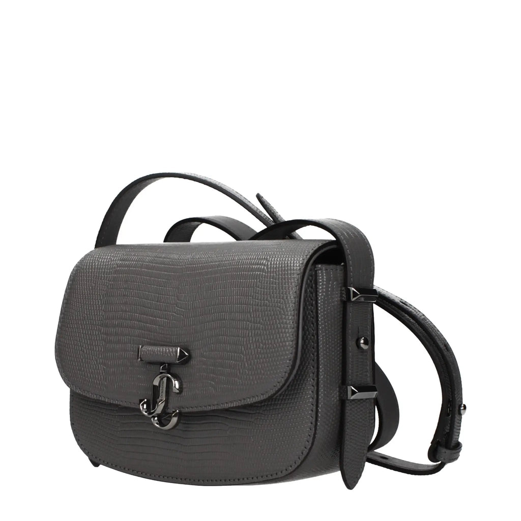 Sac bandoulière gris en cuir pour femme – Jimmy Choo Bandoulière réglable Logo
