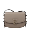 Women’s Taupe Gray Leather Crossbody Bag – Jimmy Choo Adjustable Strap Logo Detail