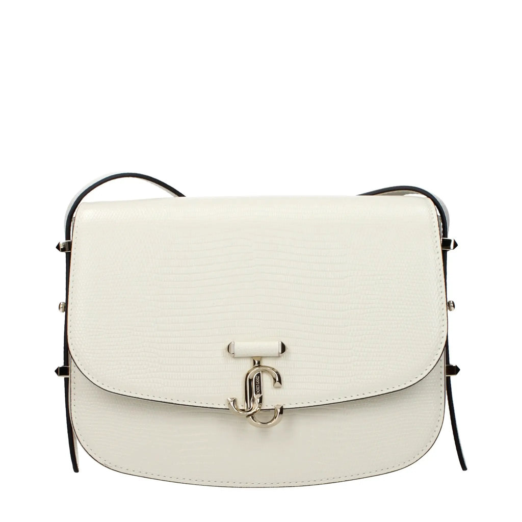 Women’s White Leather Crossbody Bag – Jimmy Choo Adjustable Strap Logo Detail