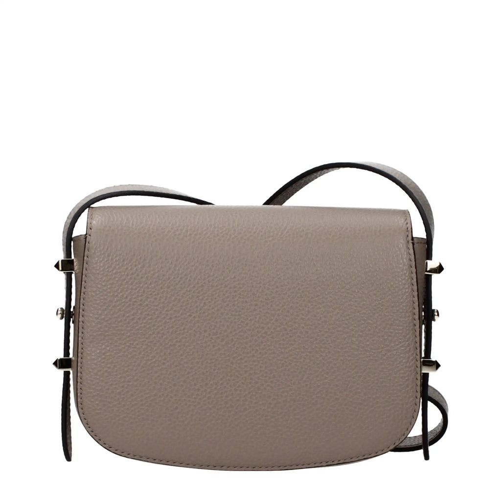 Women’s Taupe Gray Leather Crossbody Bag – Jimmy Choo Adjustable Strap Logo Detail