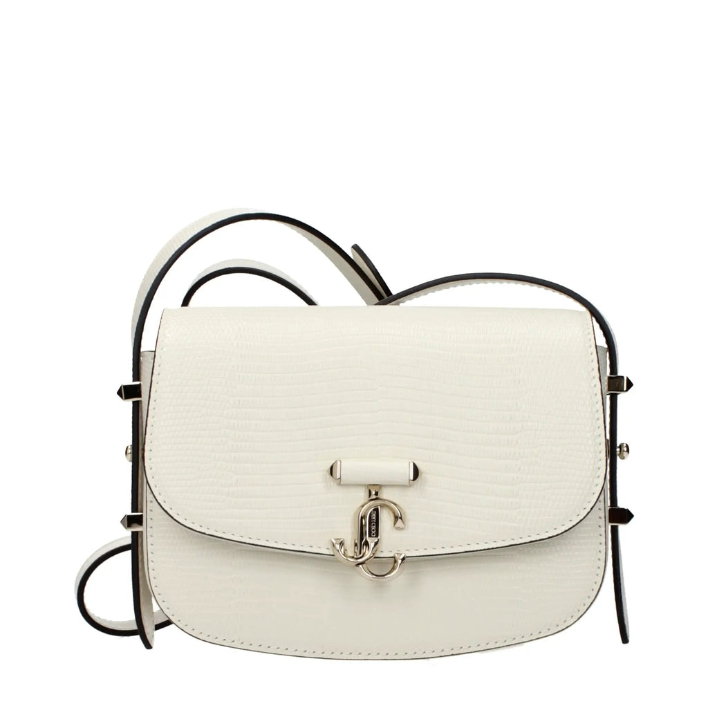 Women’s White Leather Shoulder Bag – Jimmy Choo Adjustable Strap Logo Detail