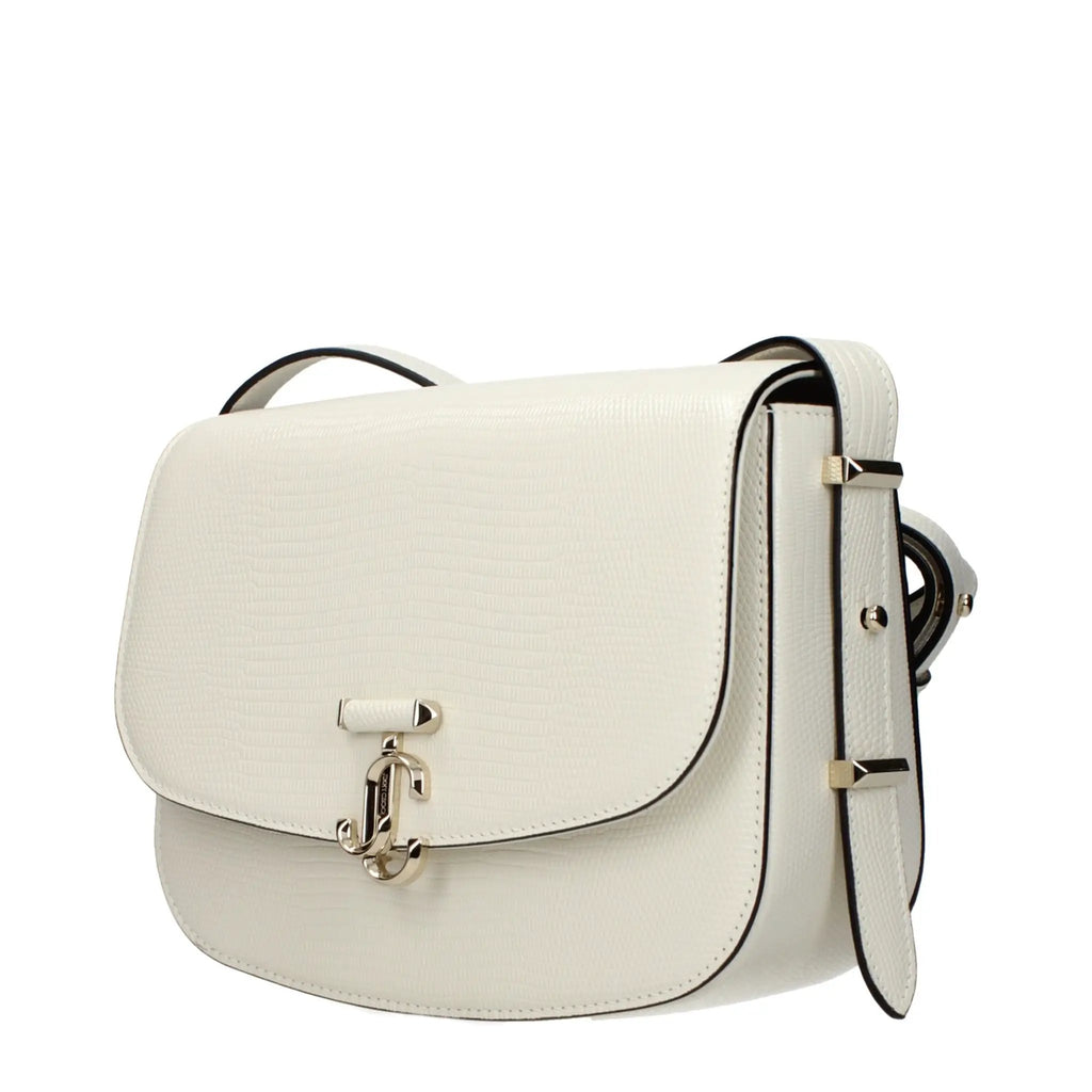 Women’s White Leather Crossbody Bag – Jimmy Choo Adjustable Strap Logo Detail