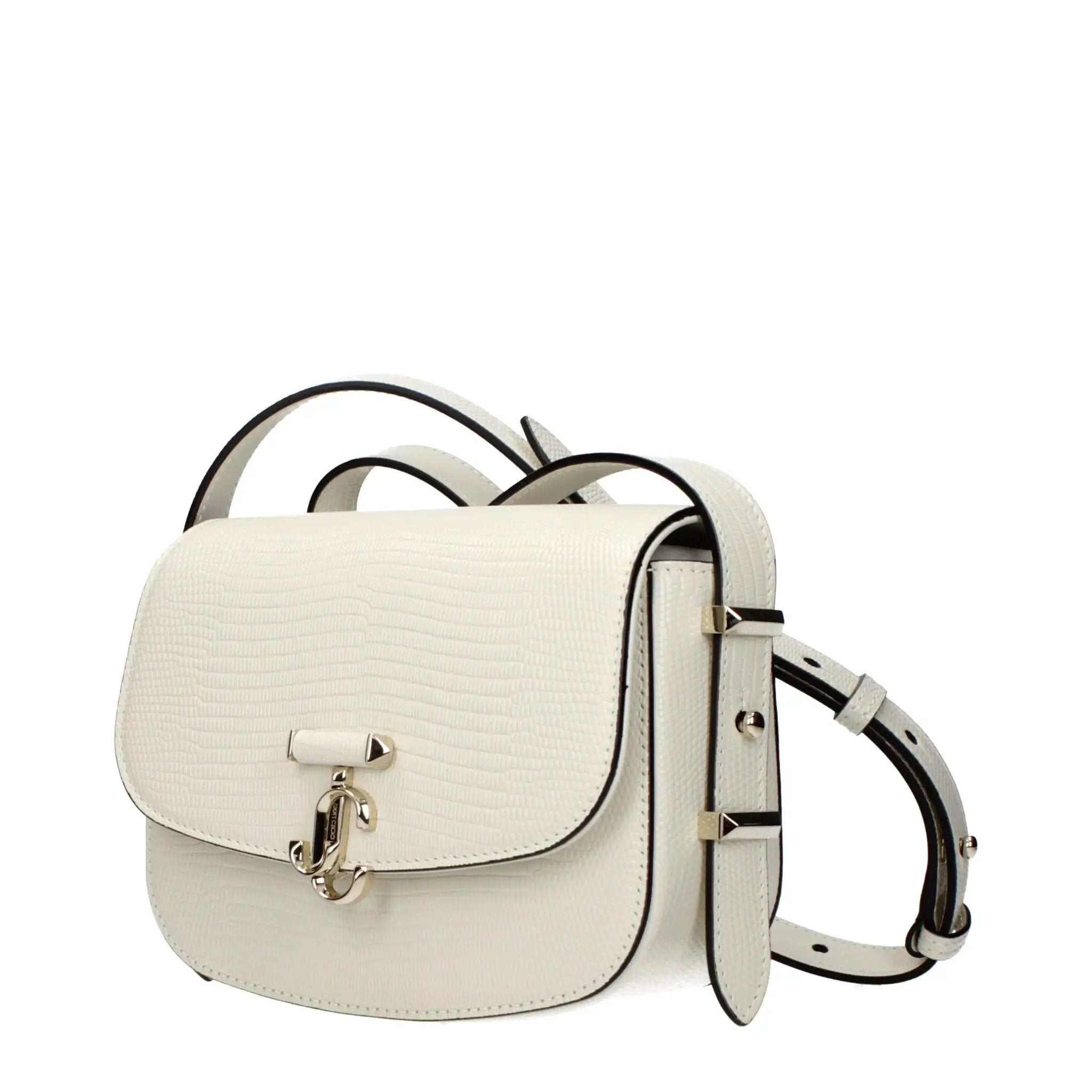 Women’s White Leather Shoulder Bag – Jimmy Choo Adjustable Strap Logo Detail