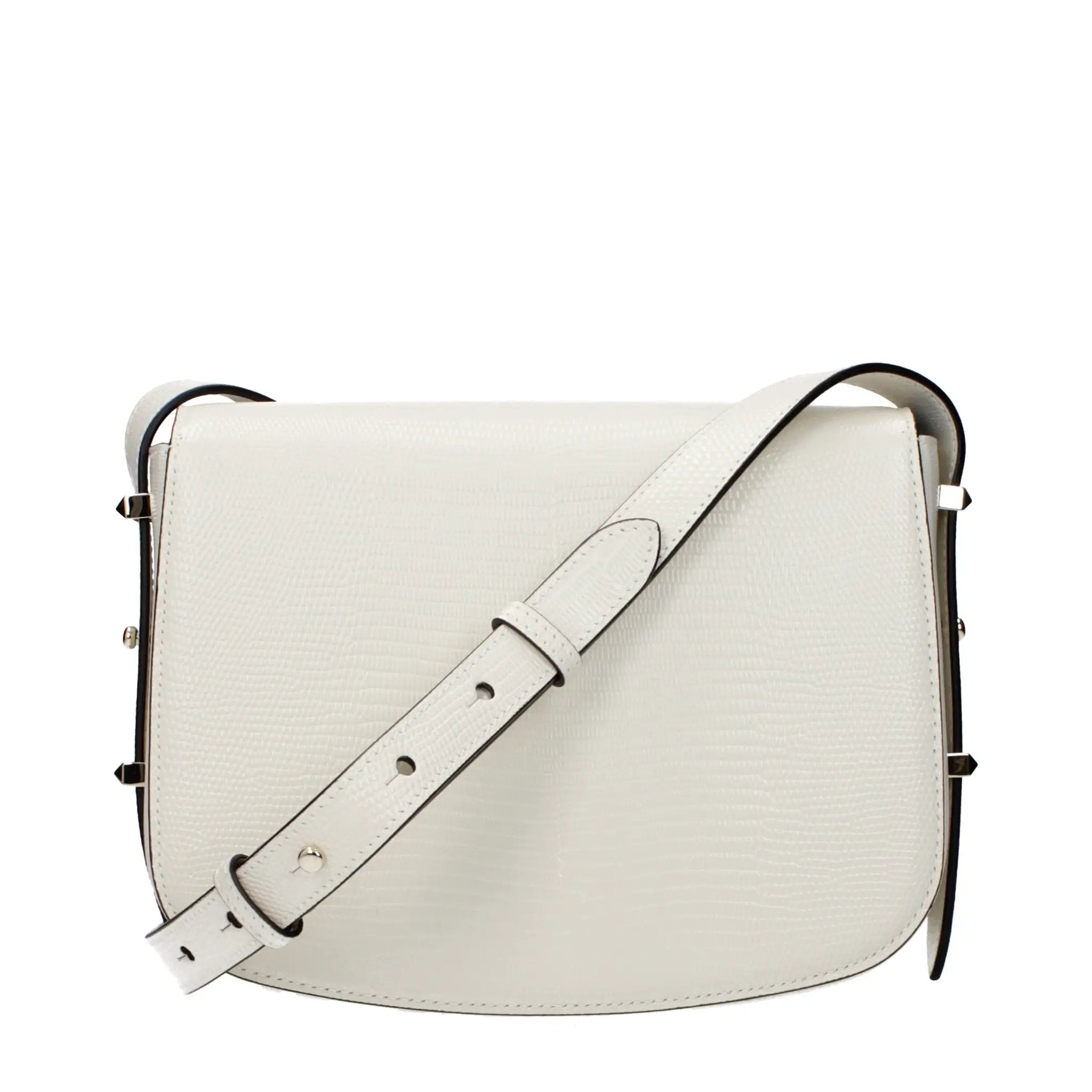 Women’s White Leather Crossbody Bag – Jimmy Choo Adjustable Strap Logo Detail