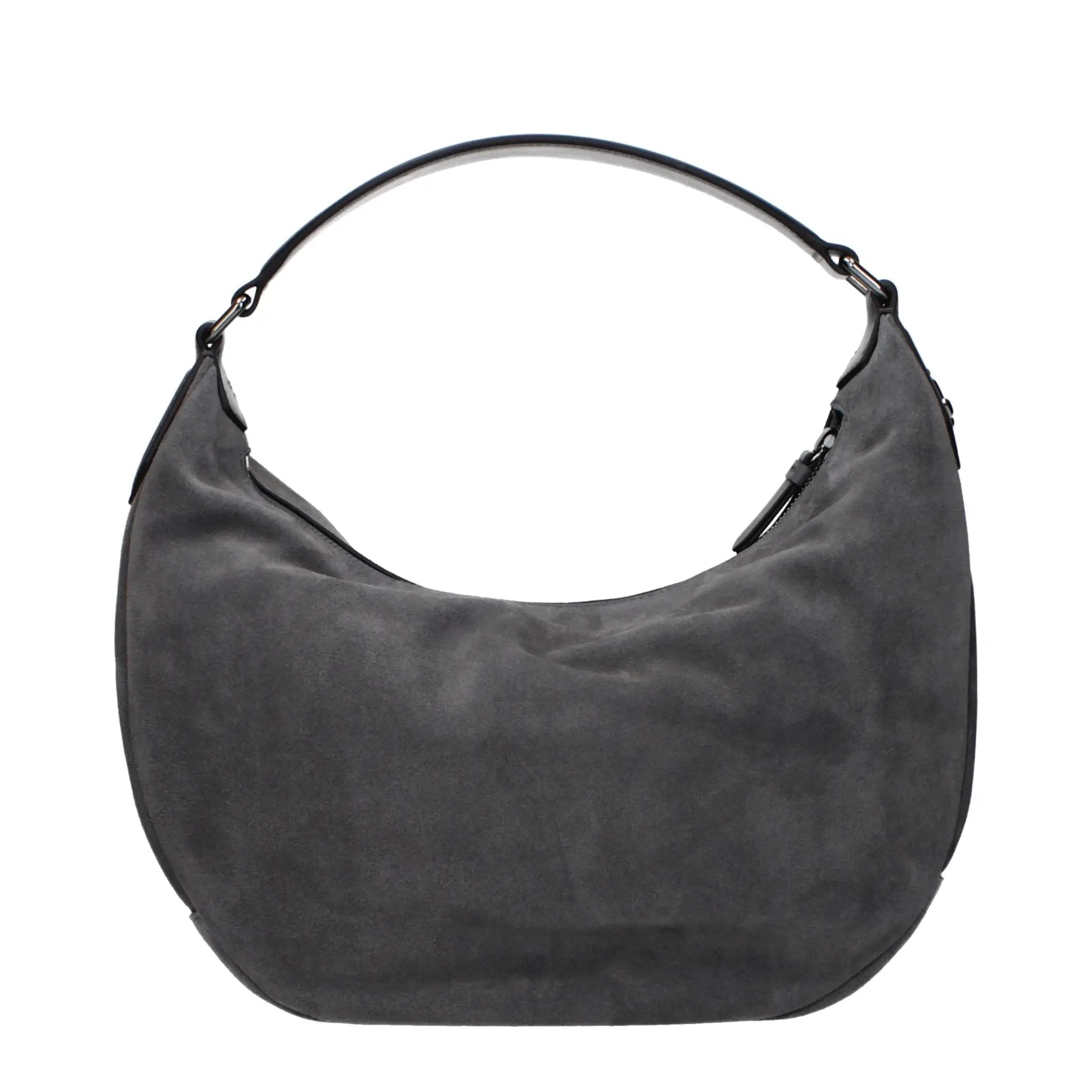 Women’s Gray Suede Shoulder Bag – Jimmy Choo Leather Logo Detail