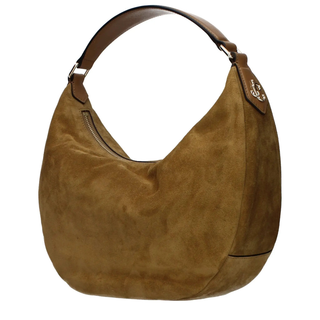 Women’s Brown Suede Shoulder Bag – Jimmy Choo Camel Leather Logo Detail