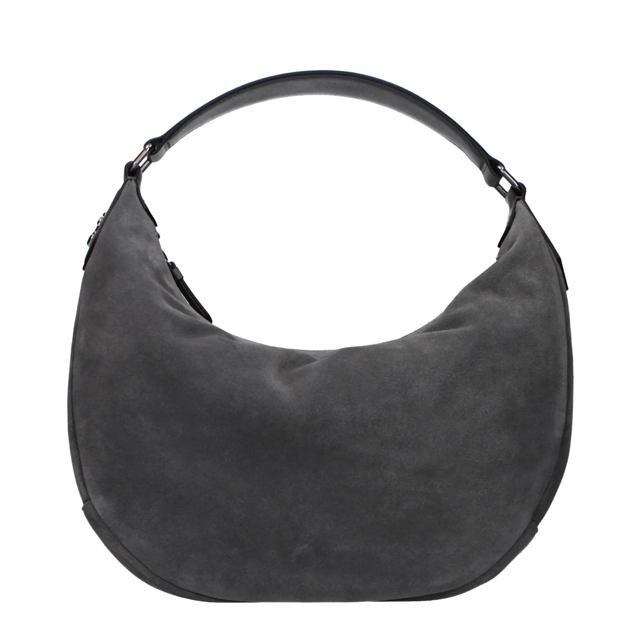 Women’s Gray Suede Shoulder Bag – Jimmy Choo Leather Logo Detail