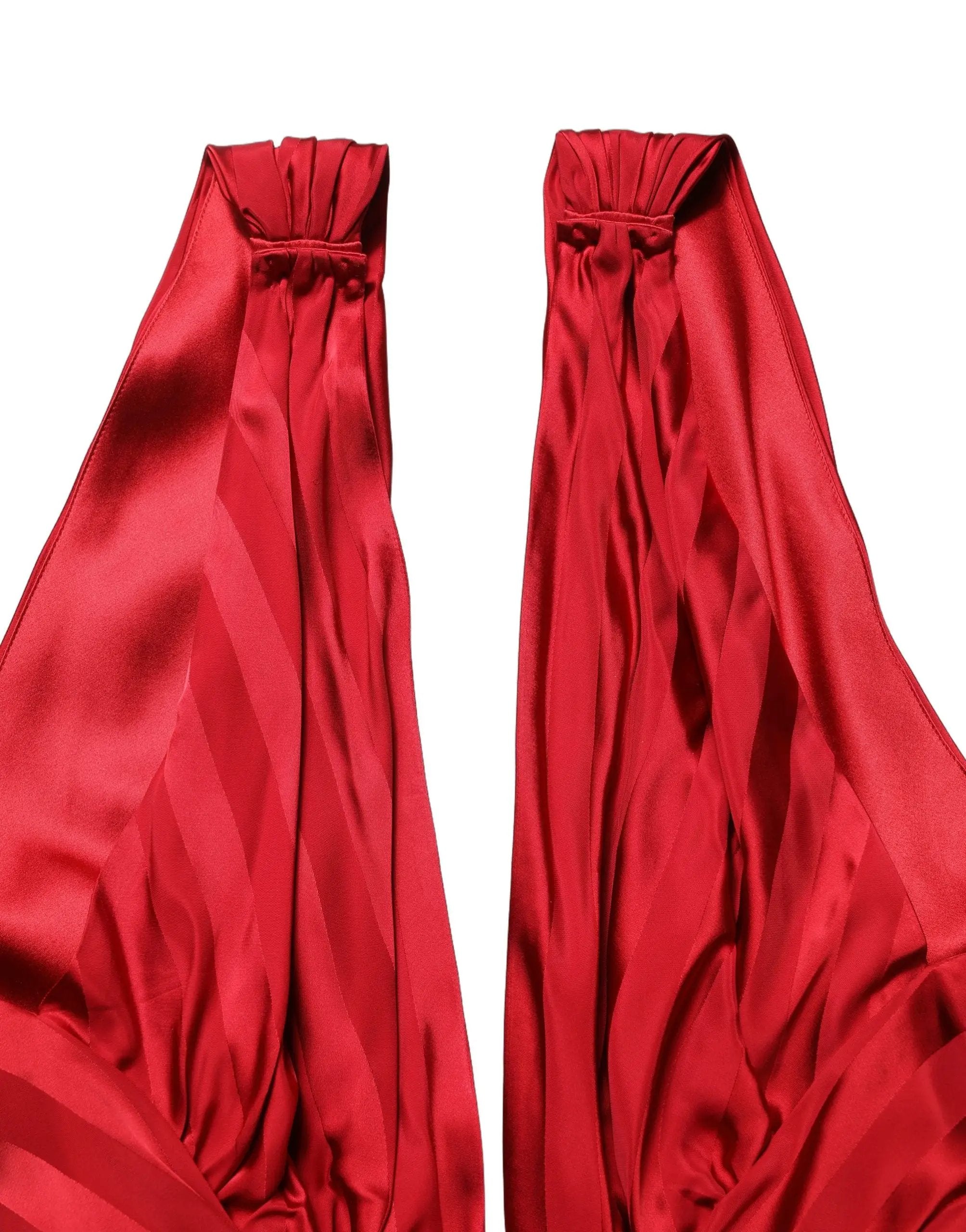 Robe-Combinaison Dolce & Gabbana Rouge Plongeante Halter Drapée