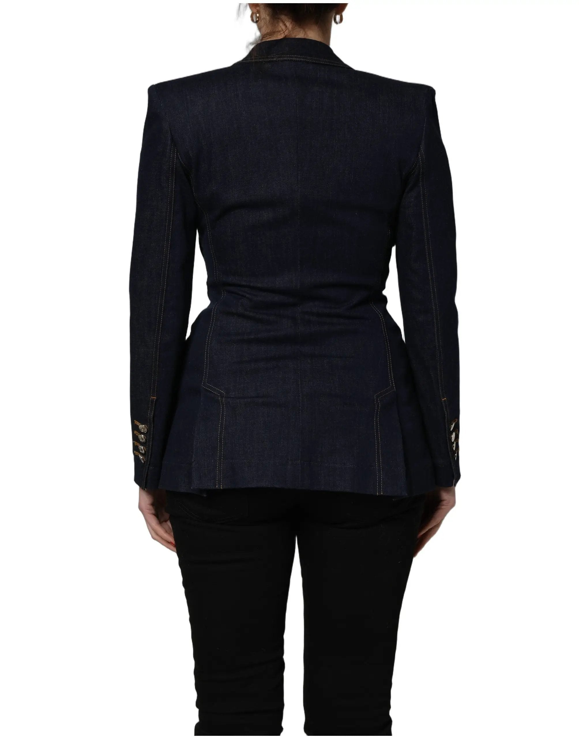 Dolce & Gabbana Blue Single-Breasted Denim Blazer Jacket