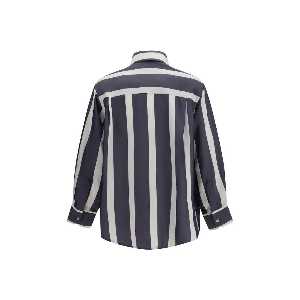Cruna Blue Viscose Pattern Shirt