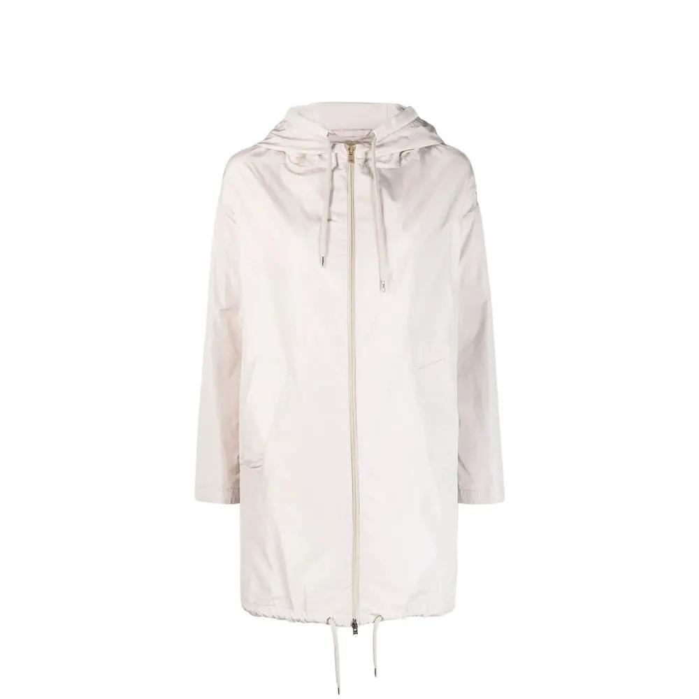 Manteau léger blanc pour femme – Veste à capuche Herno avec cordon de serrage et fermeture éclair