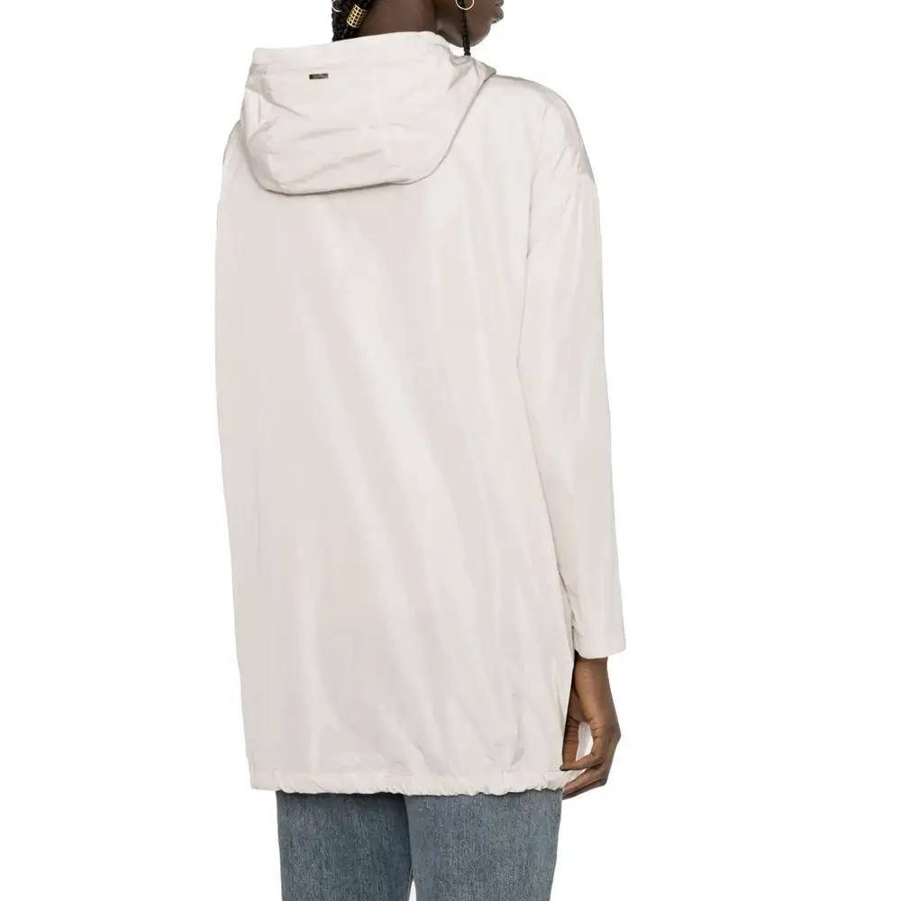 Manteau léger blanc pour femme – Veste à capuche Herno avec cordon de serrage et fermeture éclair