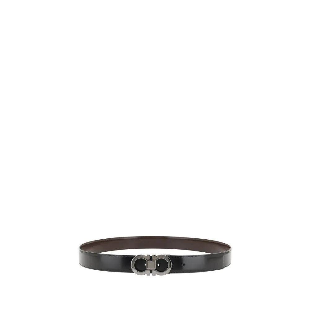 Ferragamo Black Calf Leather Bos Taurus Regular Belt