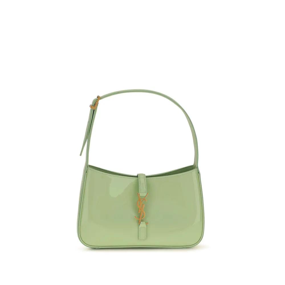 Sac épaule cuir verni femme – Saint Laurent plaque YSL géométrique SS26