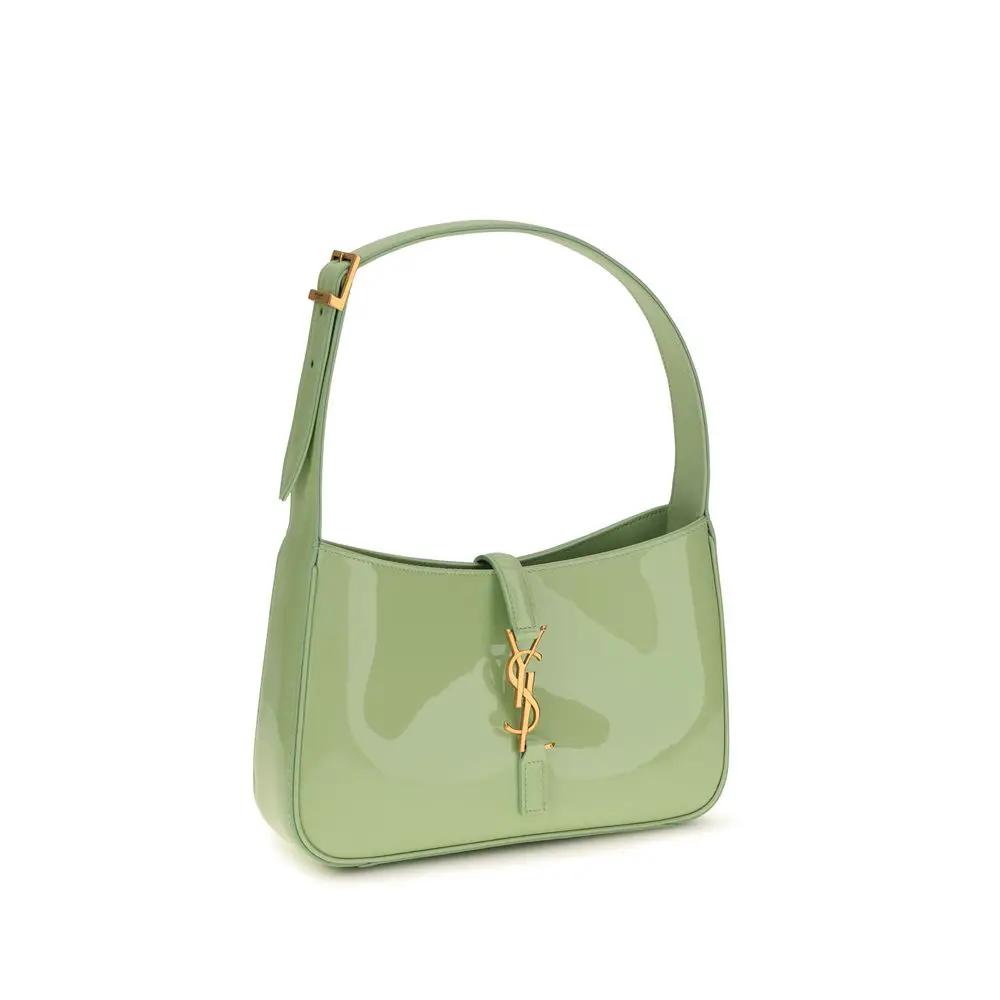 Sac épaule cuir verni femme – Saint Laurent plaque YSL géométrique SS26