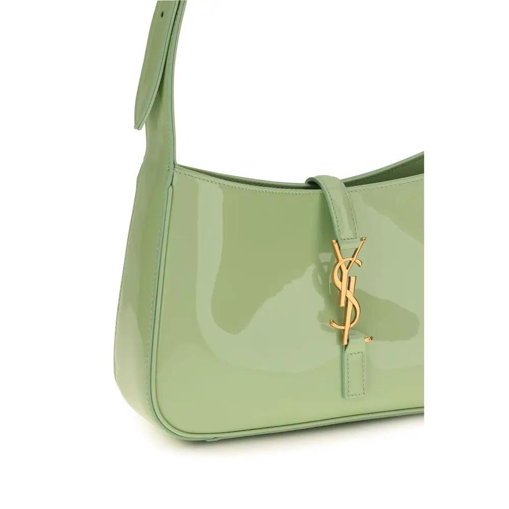 Sac épaule cuir verni femme – Saint Laurent plaque YSL géométrique SS26