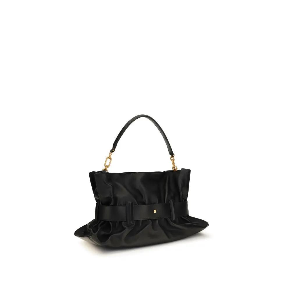 Balmain Black Calf Leather Bos Taurus Shoulder Bag