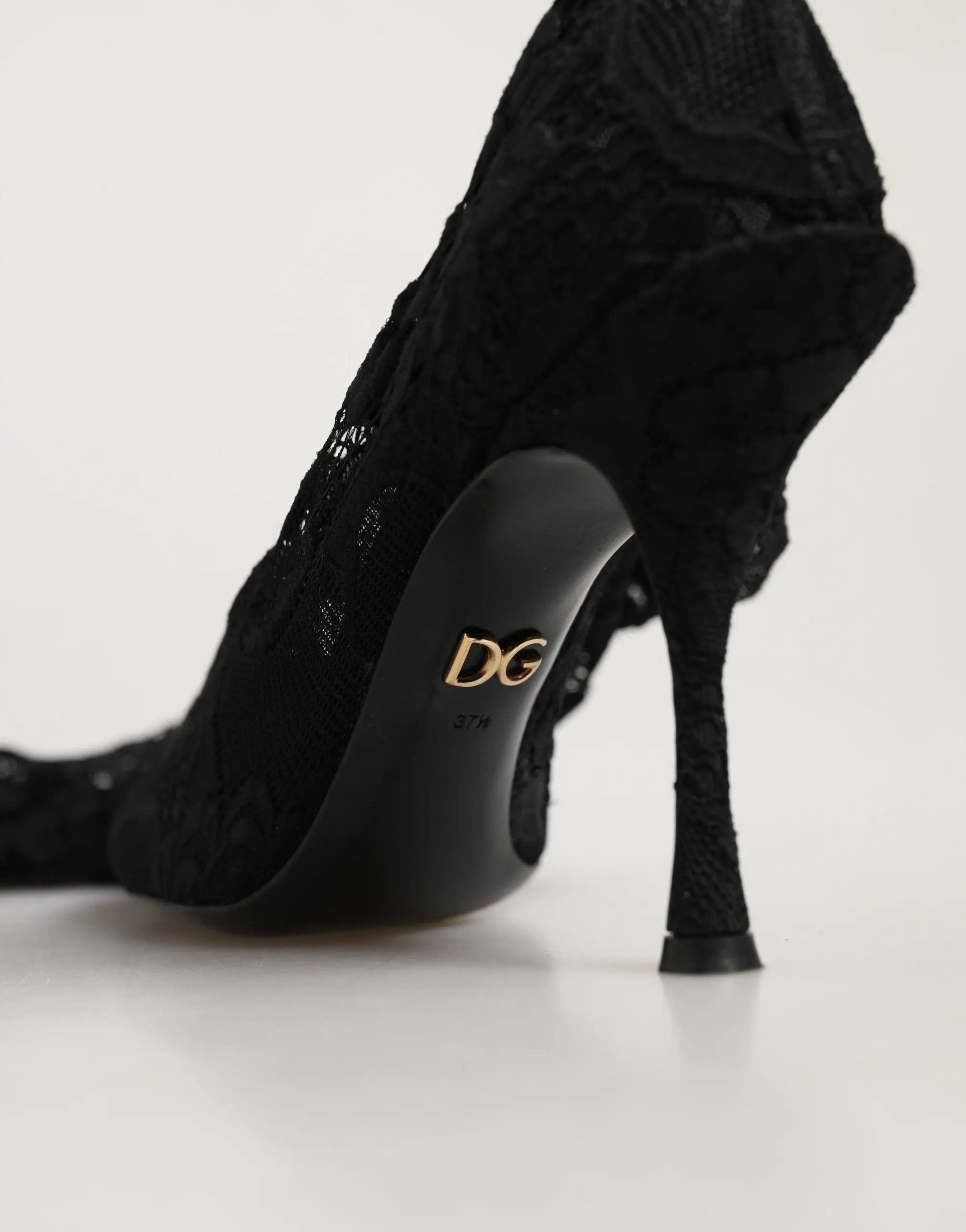 Dolce & Gabbana Black Taormina Lace Socks Boots Pumps Shoes