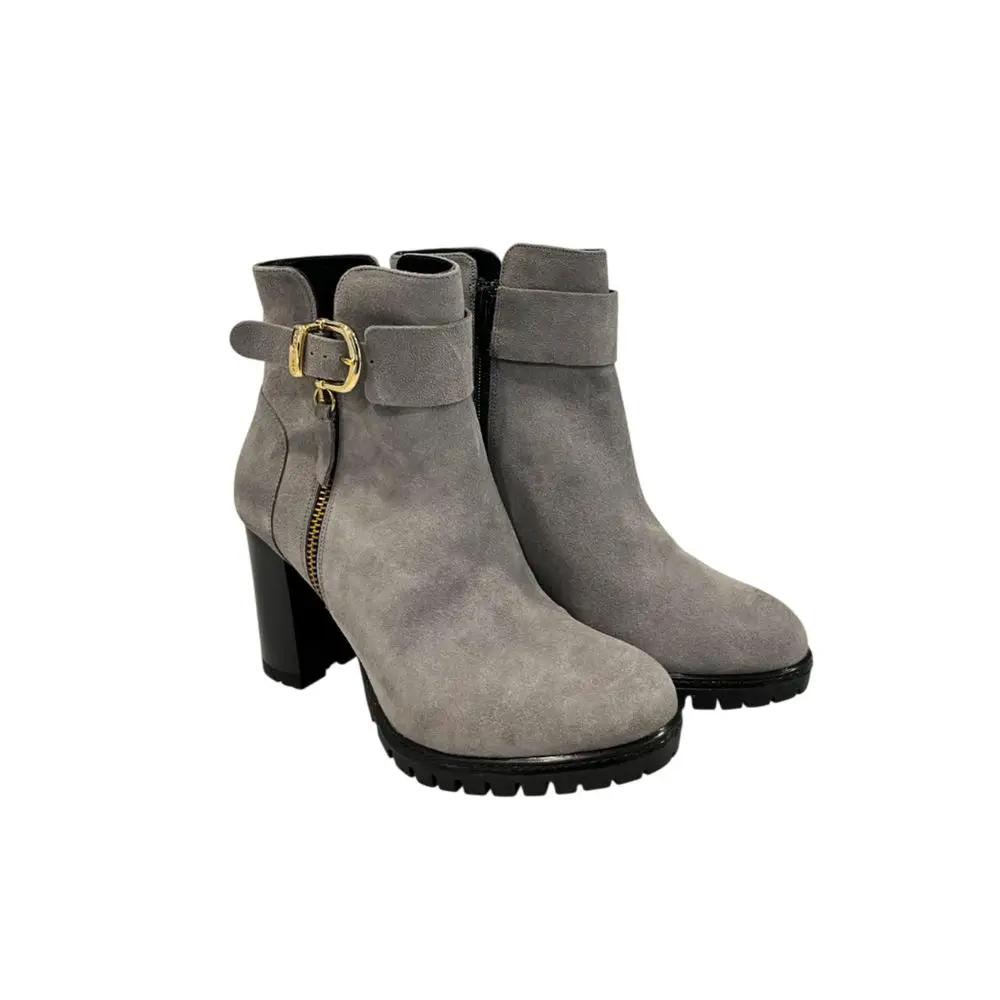 Bottes pour femmes en cuir gris bourbonais