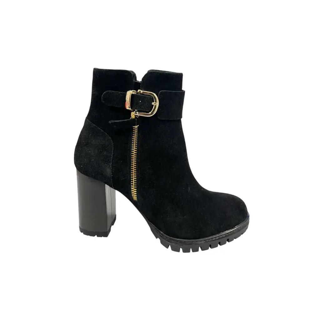 Bottes Borbonese en cuir noir pour femme