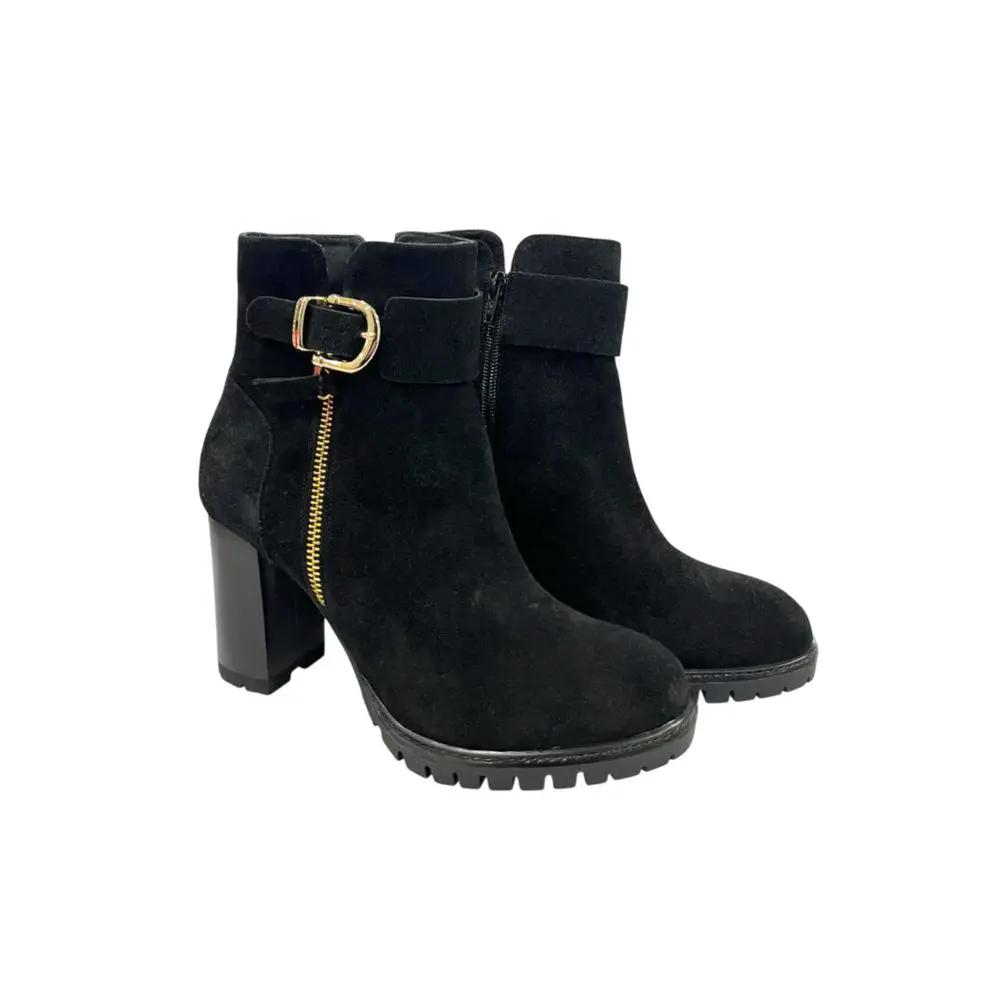 Bottes Borbonese en cuir noir pour femme