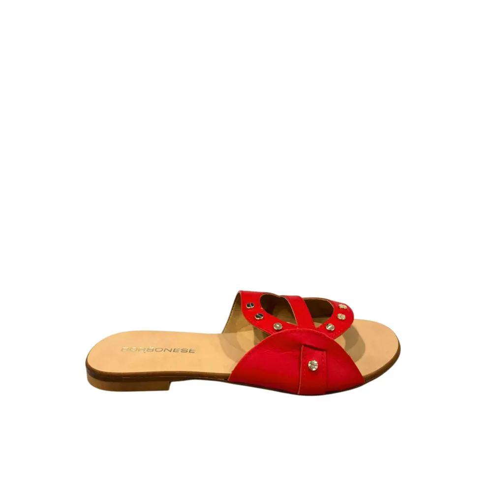 Borbonese Red Leather Women Sandal