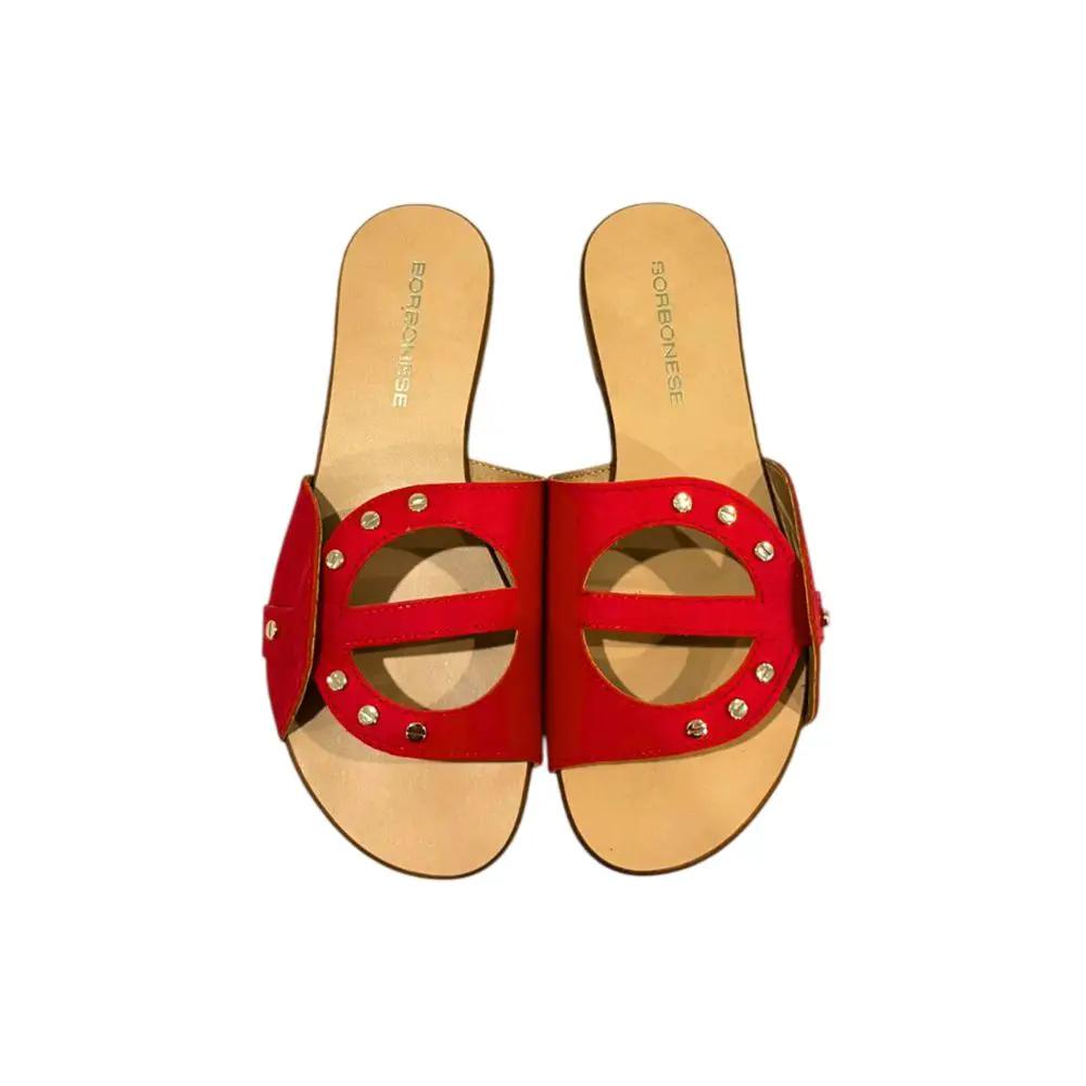 Borbonese Red Leather Women Sandal