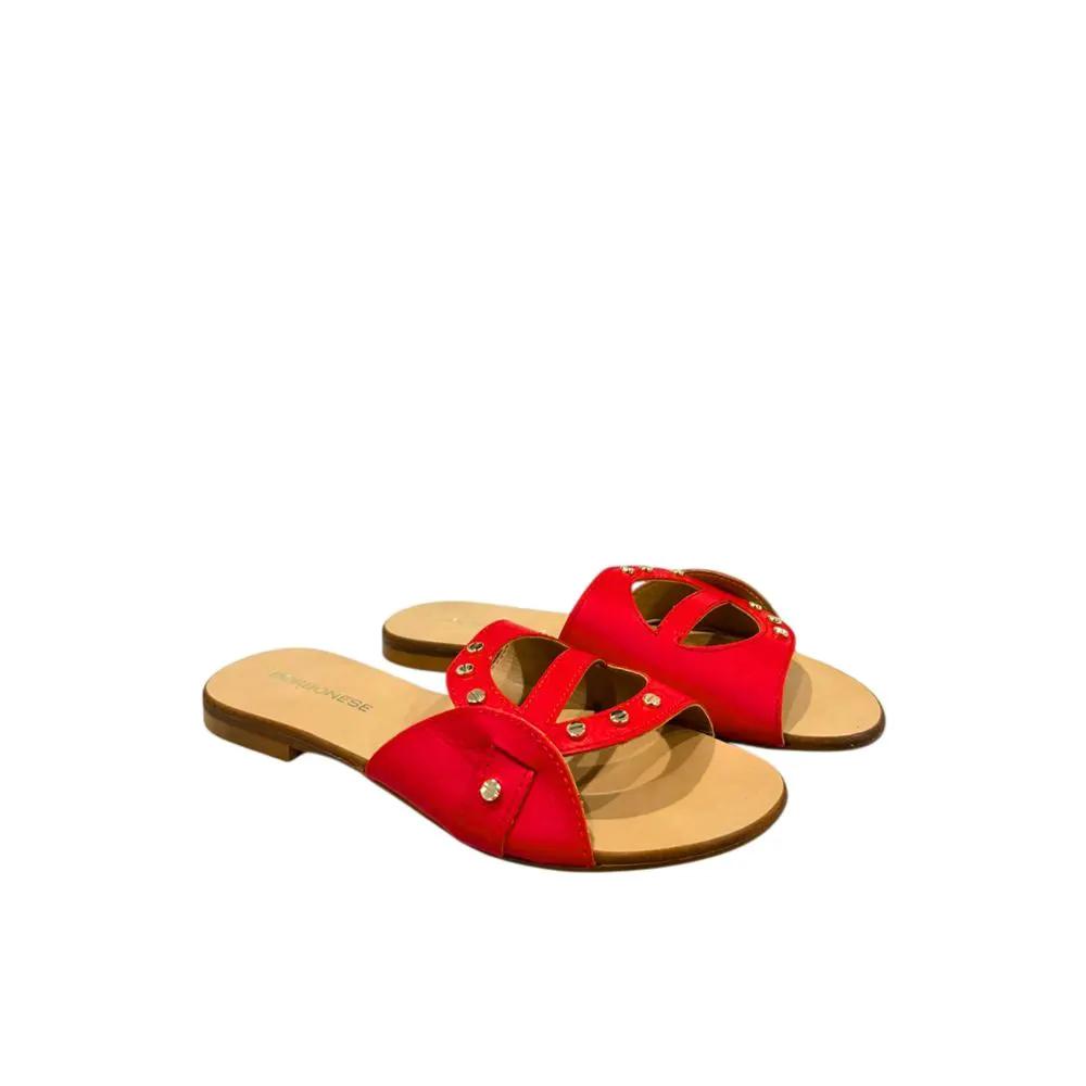 Borbonese Red Leather Women Sandal