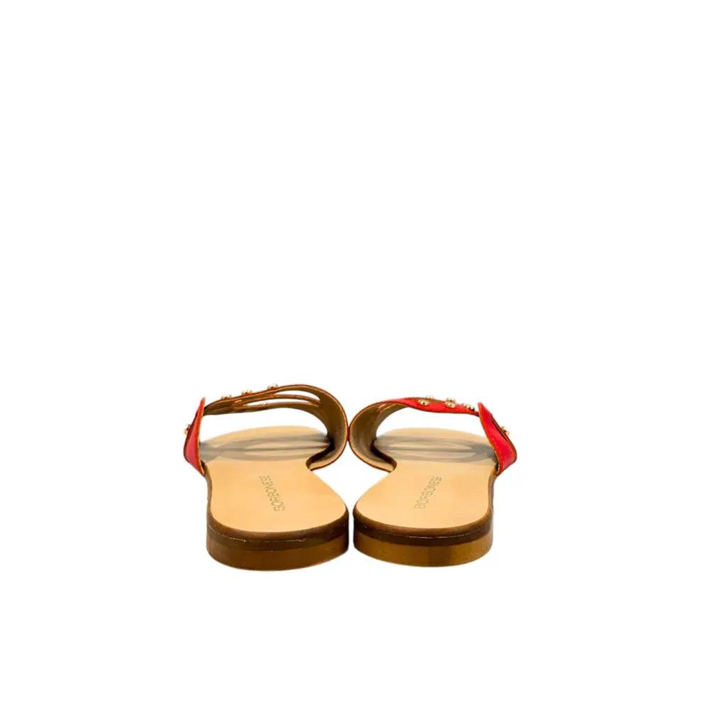 Borbonese Red Leather Women Sandal