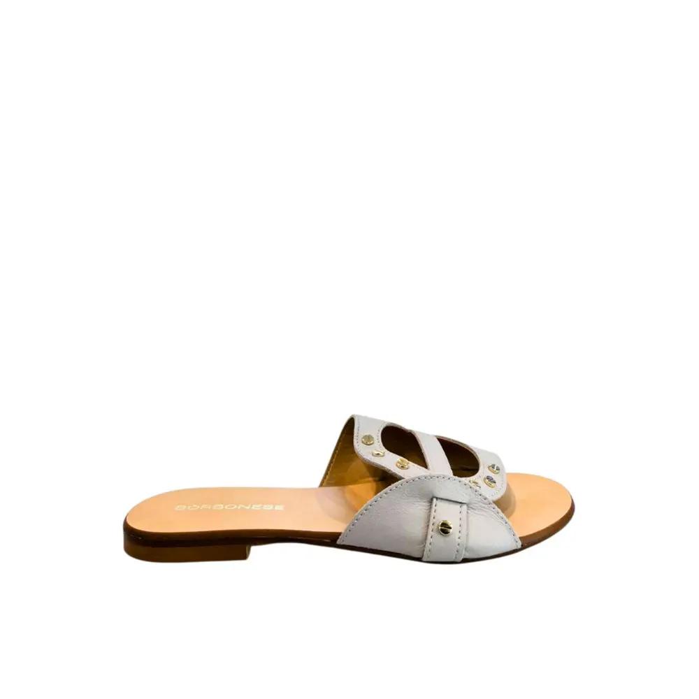 Borbonese Grey Leather Women Sandal