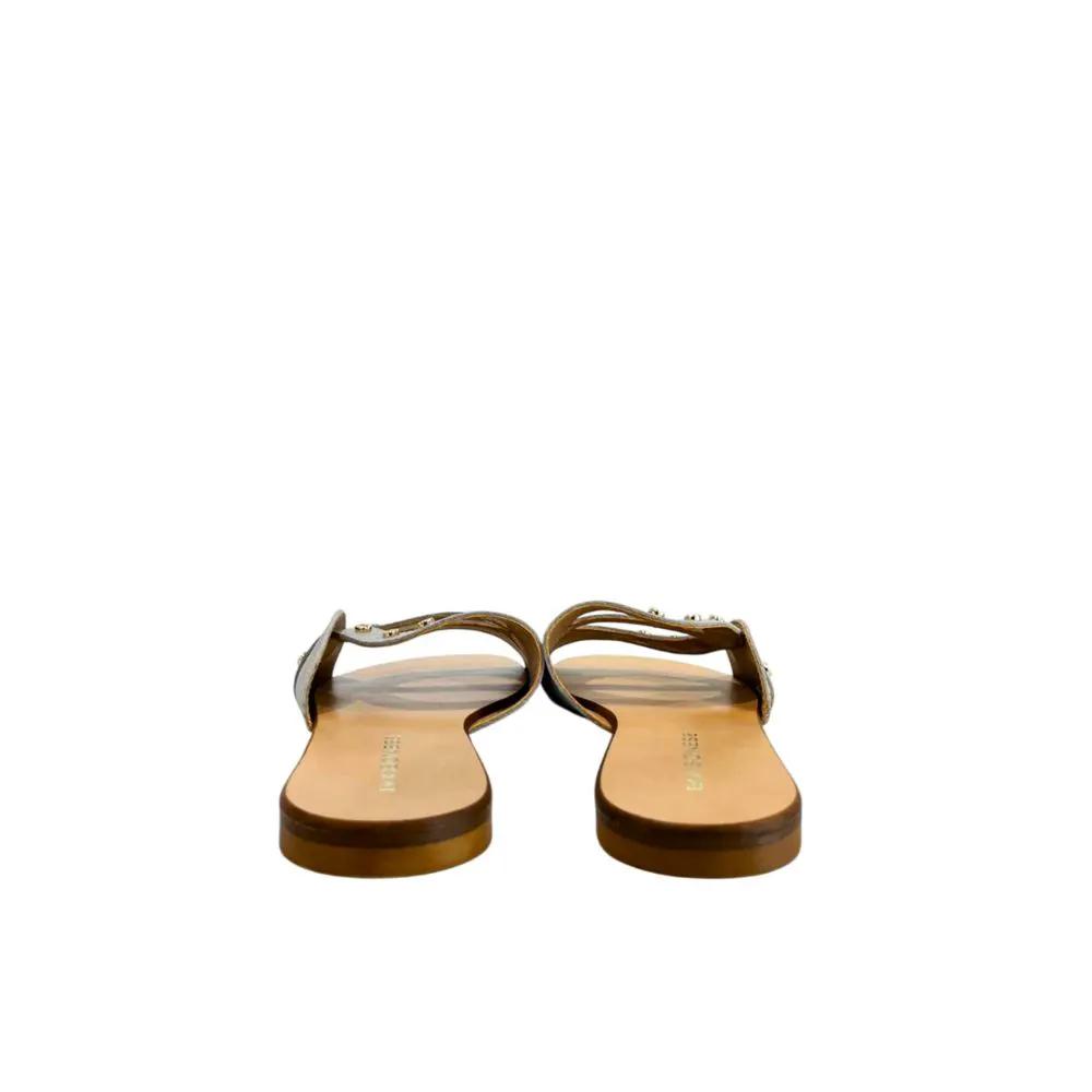 Borbonese Grey Leather Women Sandal