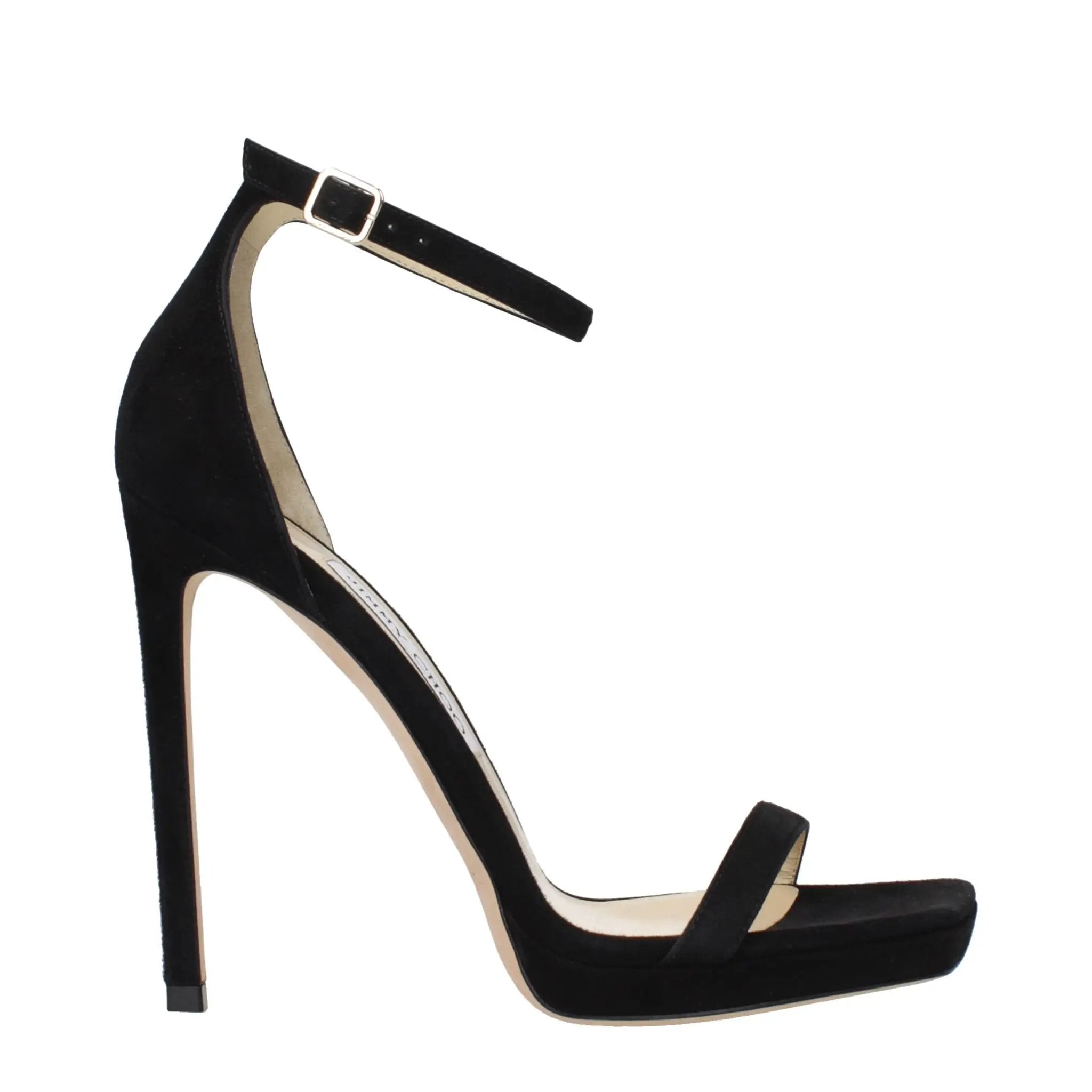 Jimmy Choo Black Leather Stiletto Heel Sandals