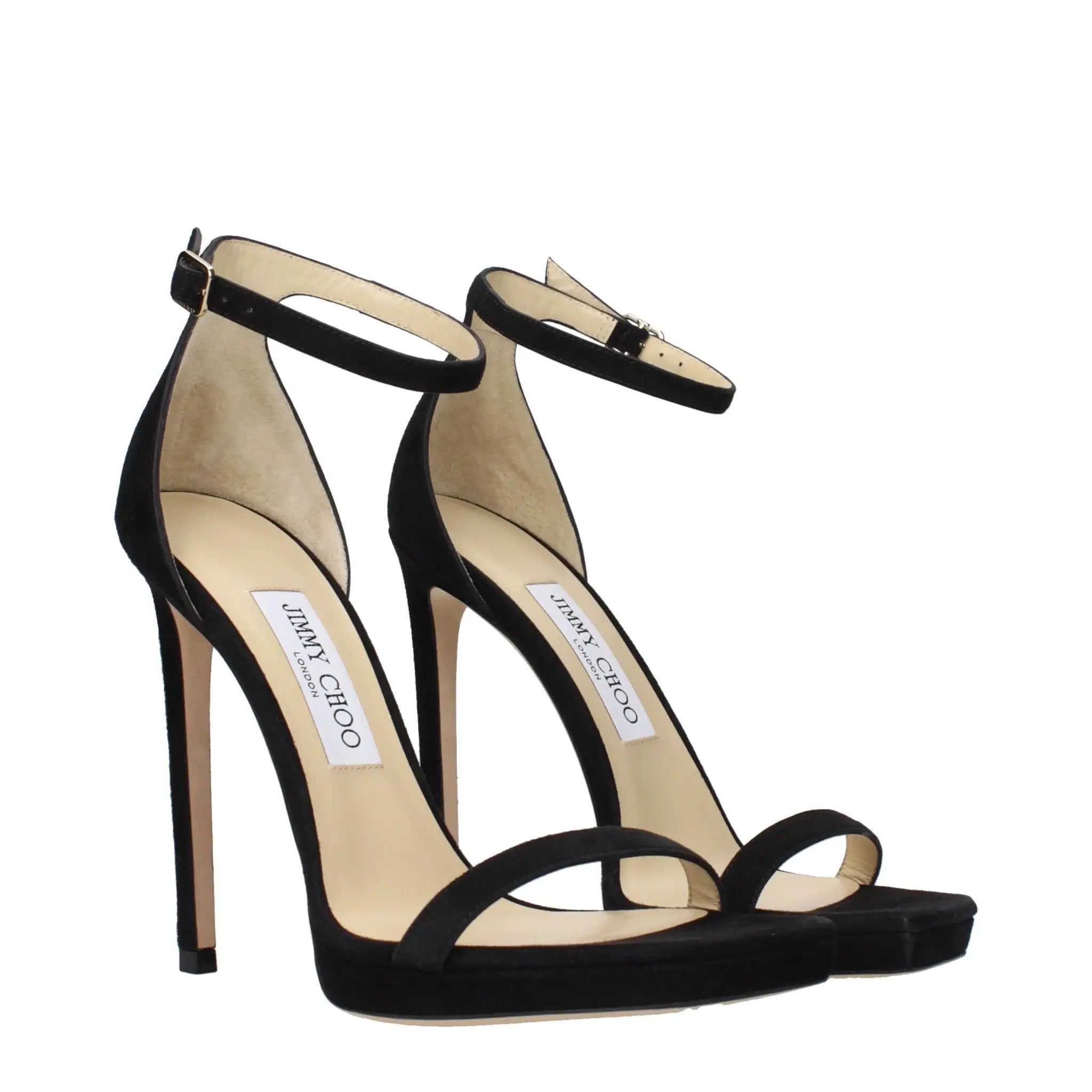 Jimmy Choo Black Leather Stiletto Heel Sandals
