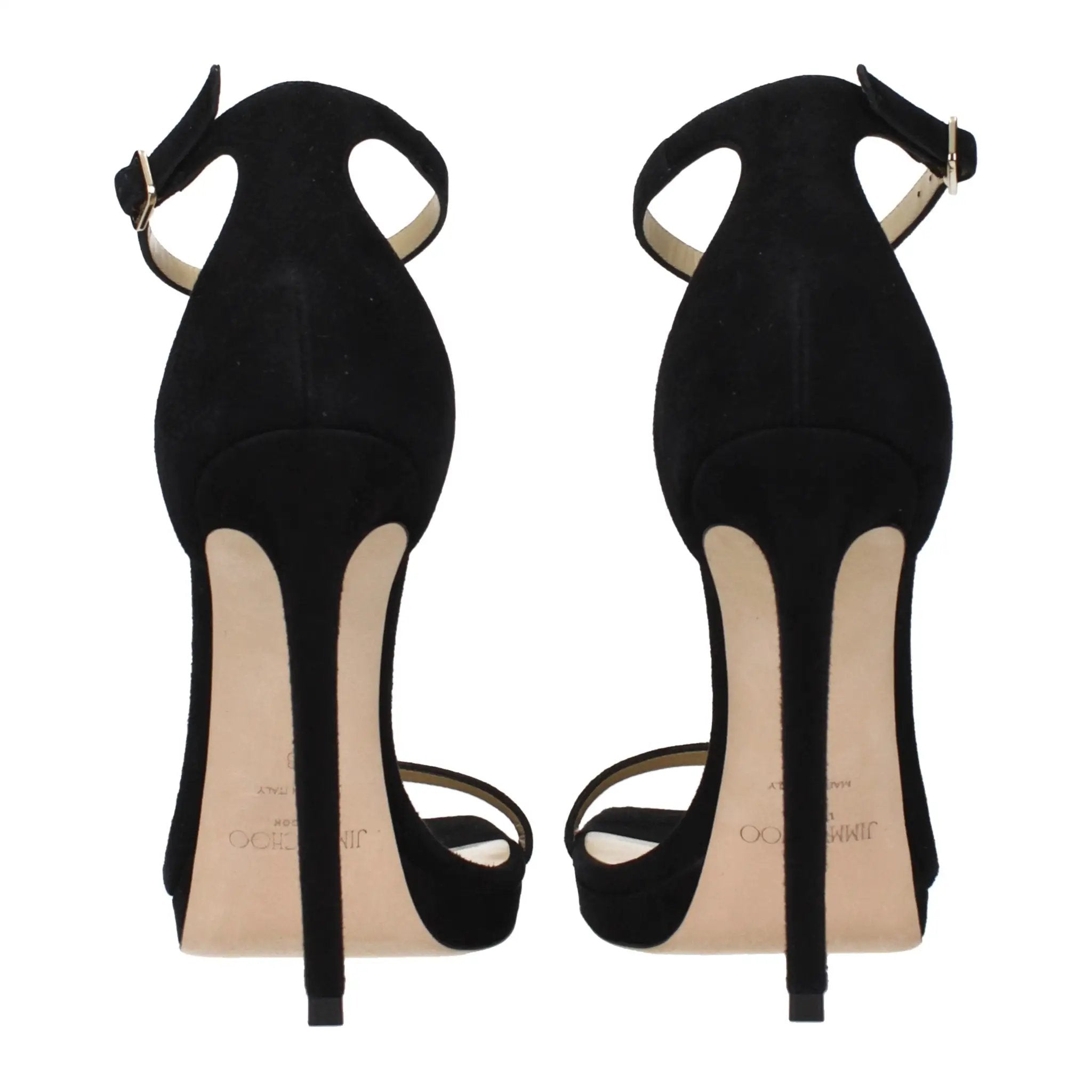 Jimmy Choo Black Leather Stiletto Heel Sandals